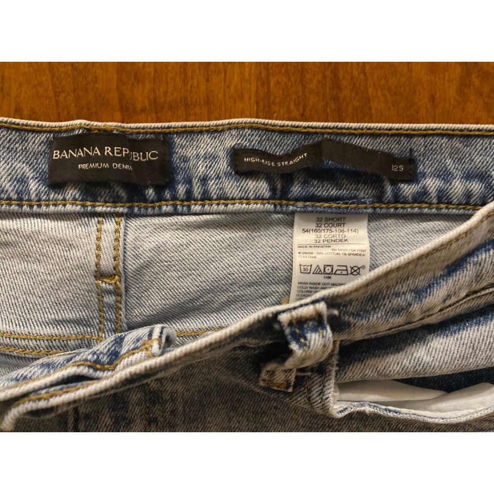 Banana Republic Premium Denim High Rise Straight Light Wash Jeans 32 Short - Picture 6 of 11